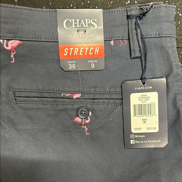 Chaps Flamingo Print Men's Shorts - Navy - Picture 2 of 4